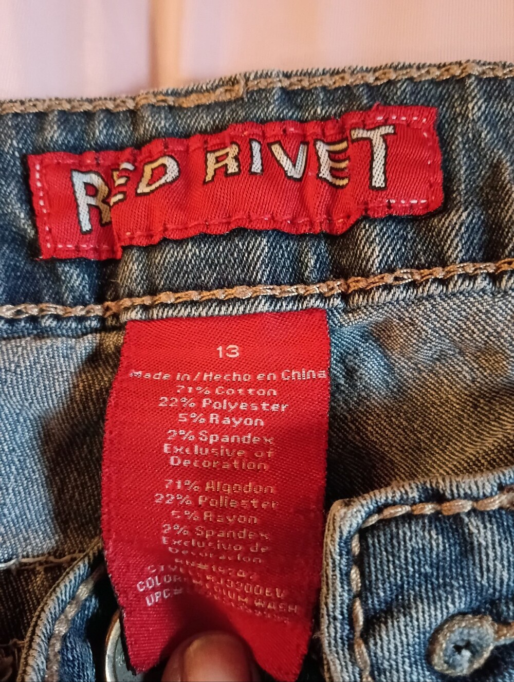 Red Rivet Jeans - Picture 3 of 3